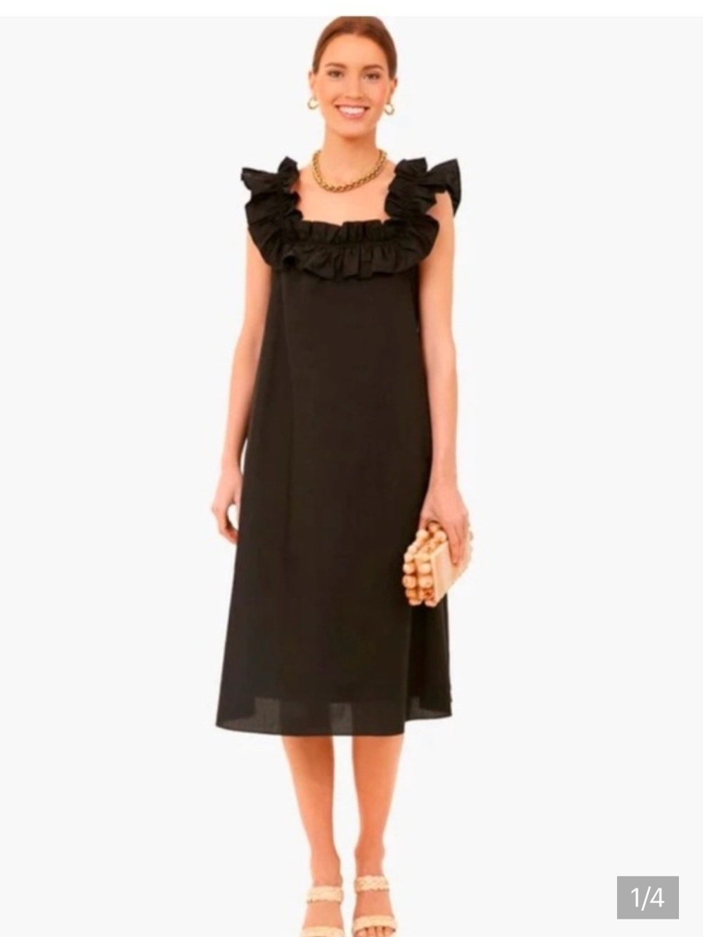 Hyacinth House Maria Midi Sleeveless Black Ruffle-Trim Dress Tuckernuck